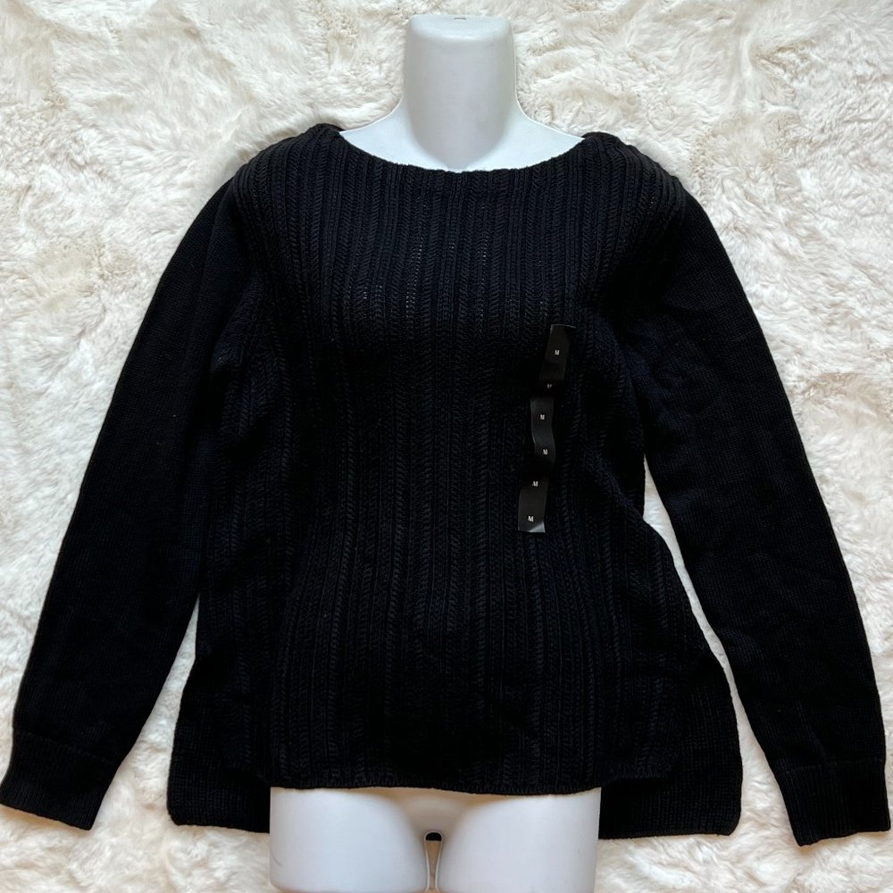 Banana Republic Factory Women's Black Knit Ribbed Side-slit Tunic Size M | NWT